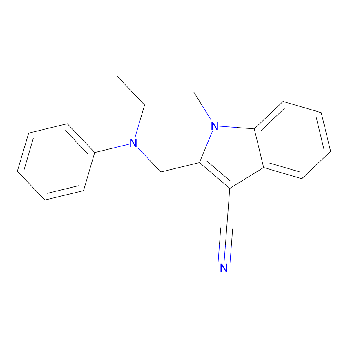 2-[(N-ethylanilino)methyl]-1-methylindole-3-carbonitrile molecular structure, CAS 497077-01-7