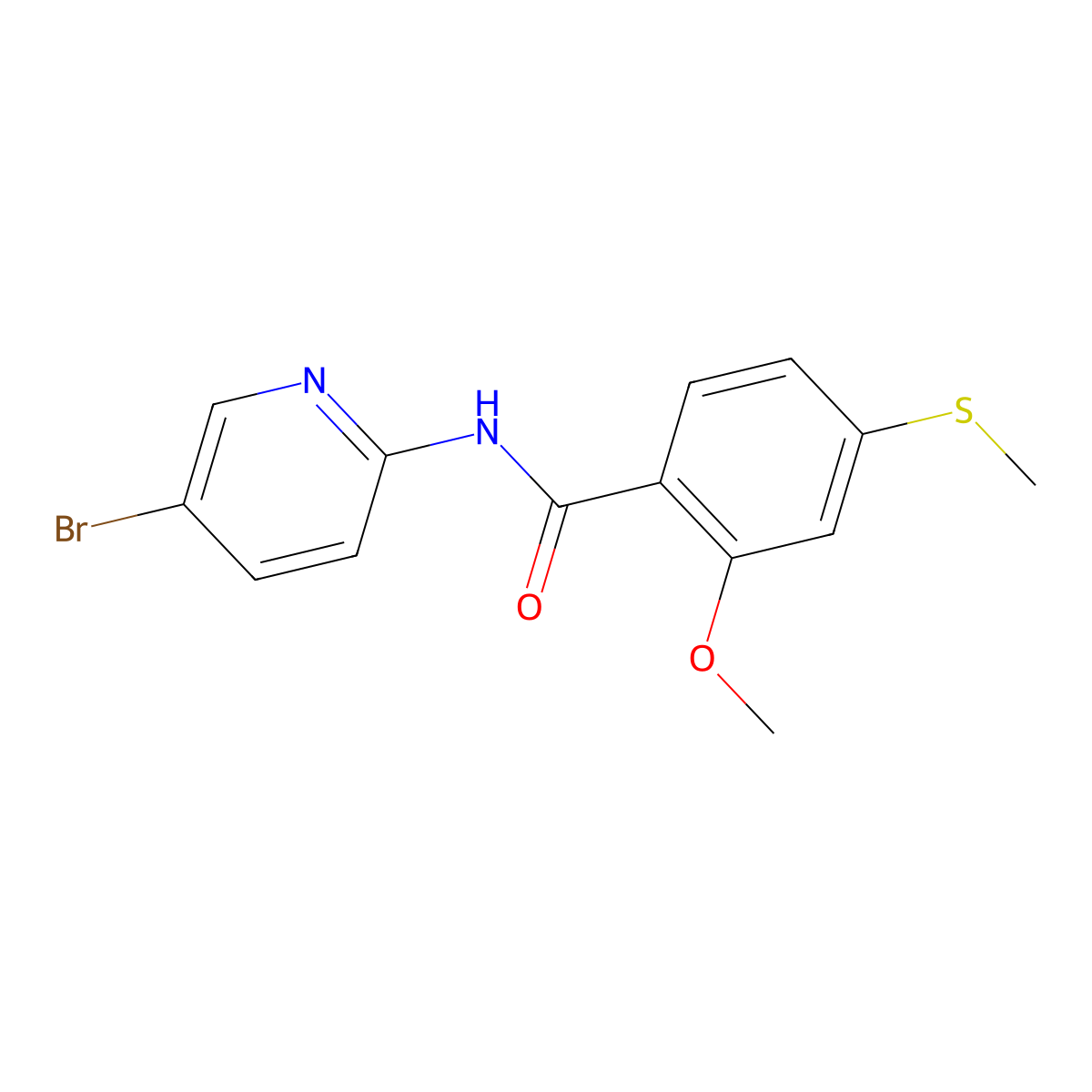 N-(5-bromopyridin-2-yl)-2-methoxy-4-methylsulfanylbenzamide molecular structure, CAS 497077-49-3