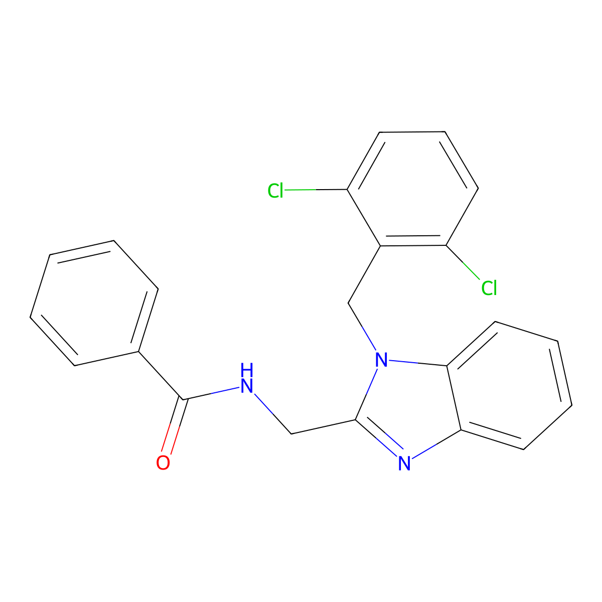 N-{[1-(2,6-dichlorobenzyl)-1H-benzimidazol-2-yl]methyl}benzamide molecular structure, CAS 497077-76-6