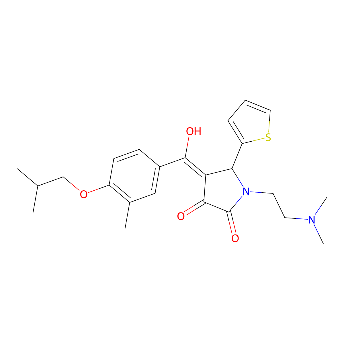 1-[2-(dimethylamino)ethyl]-3-hydroxy-4-[3-methyl-4-(2-methylpropoxy)benzoyl]-5-(thiophen-2-yl)-2,5-dihydro-1H-pyrrol-2-one molecular structure, CAS 497078-38-3