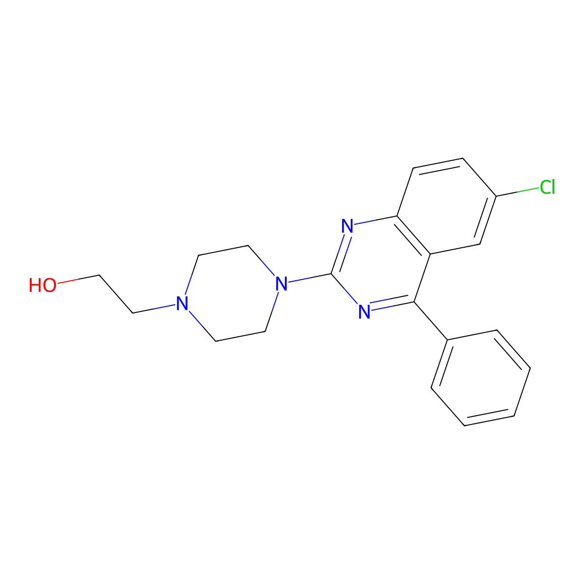 2-[4-(6-Chloro-4-phenylquinazolin-2-yl)piperazin-1-yl]ethanol molecular structure, CAS 497078-51-0