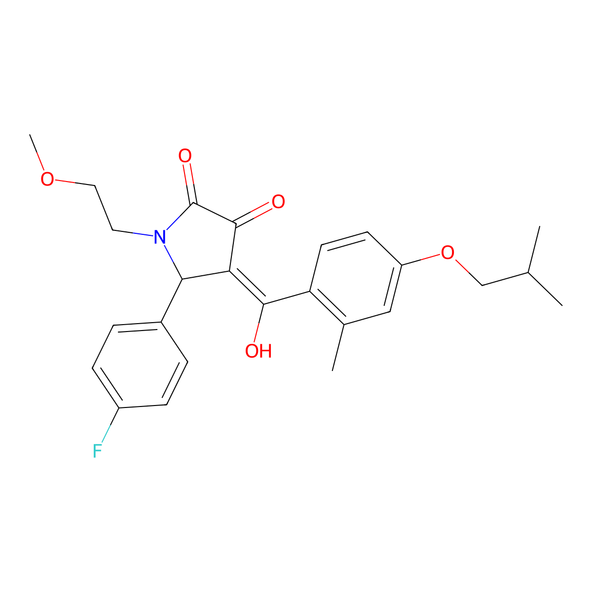 5-(4-fluorophenyl)-3-hydroxy-1-(2-methoxyethyl)-4-[2-methyl-4-(2-methylpropoxy)benzoyl]-2,5-dihydro-1H-pyrrol-2-one molecular structure, CAS 497079-27-3