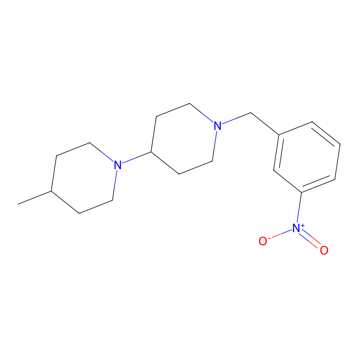 4-Methyl-1-[1-[(3-nitrophenyl)methyl]piperidin-4-yl]piperidine molecular structure, CAS 497079-40-0