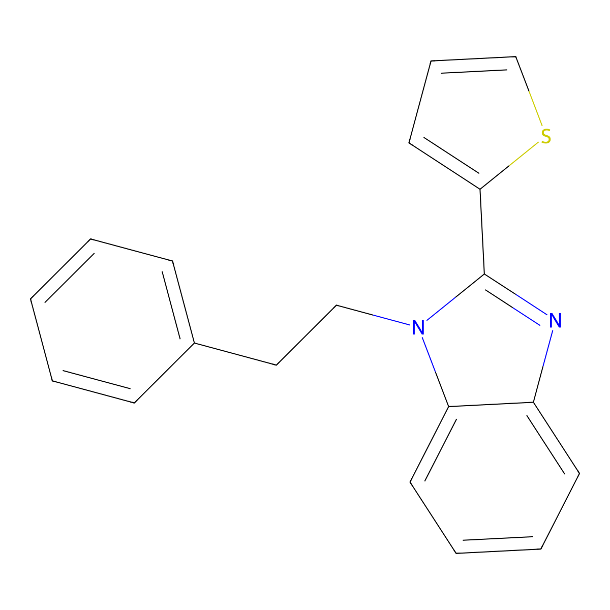 1-phenethyl-2-(thiophen-2-yl)-1H-benzo[d]imidazole molecular structure, CAS 497079-79-5