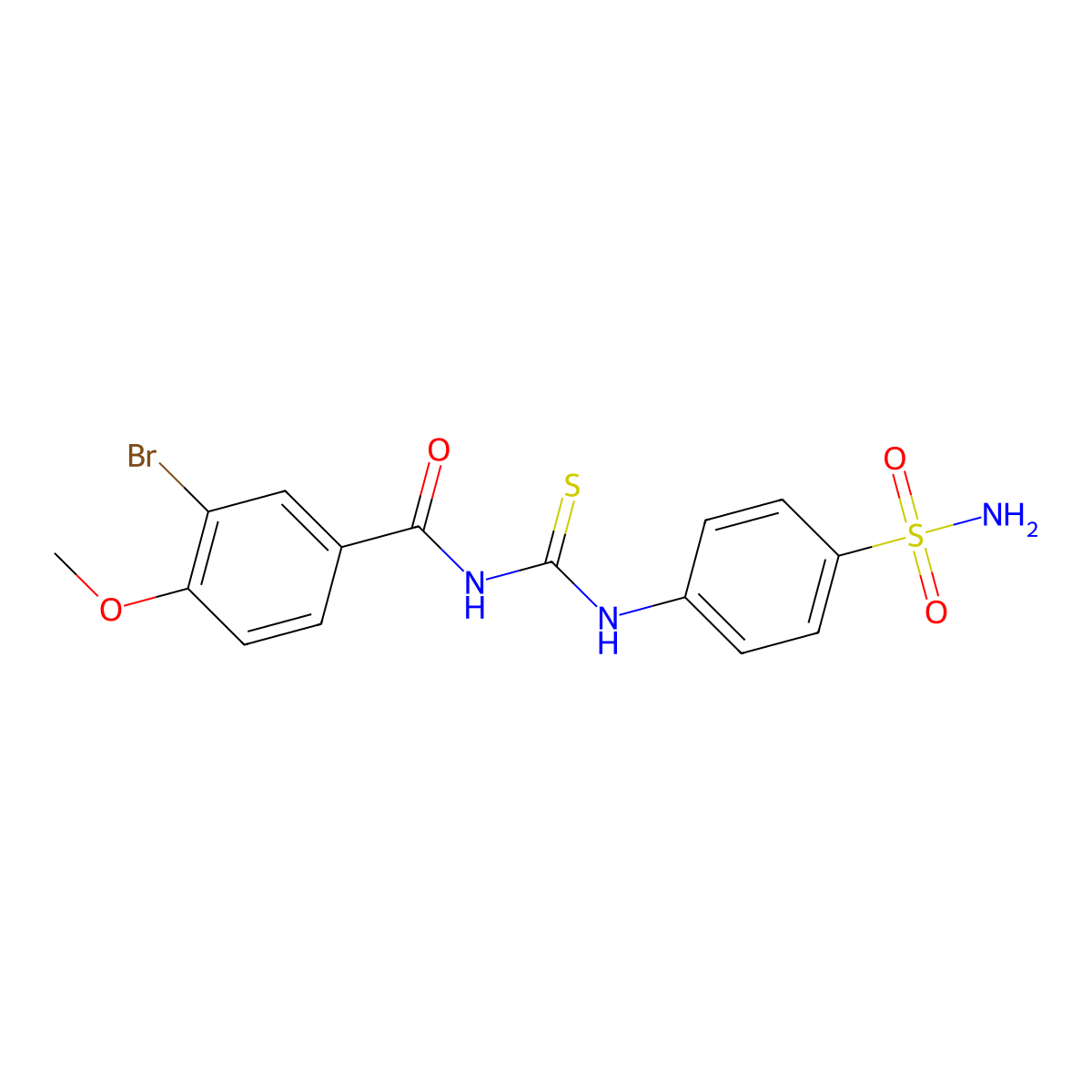 3-bromo-4-methoxy-N-((4-sulfamoylphenyl)carbamothioyl)benzamide molecular structure, CAS 497081-39-7