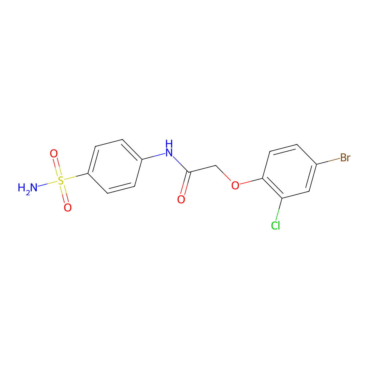 2-(4-bromo-2-chlorophenoxy)-N-(4-sulfamoylphenyl)acetamide molecular structure, CAS 497081-40-0