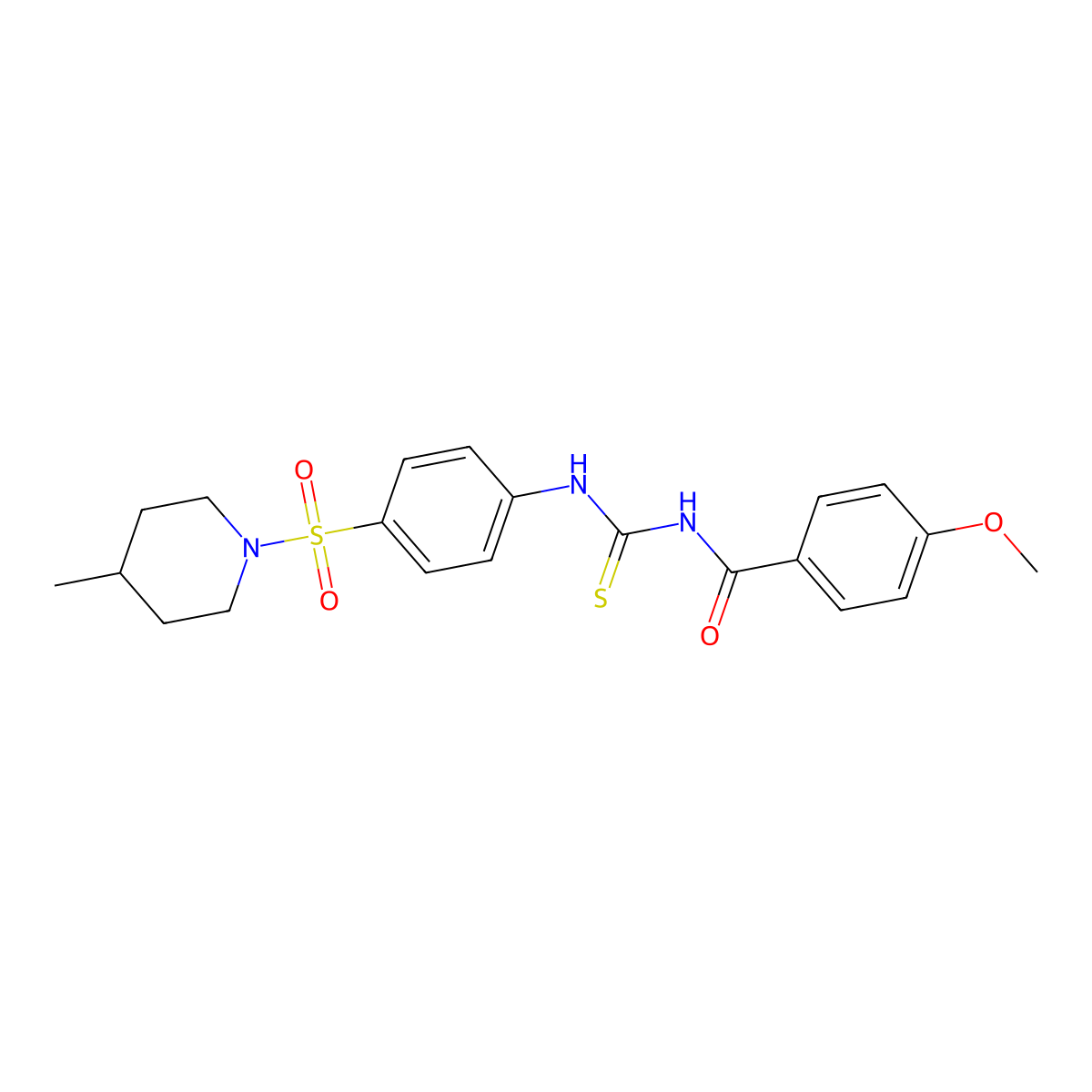 4-methoxy-N-((4-((4-methylpiperidin-1-yl)sulfonyl)phenyl)carbamothioyl)benzamide molecular structure, CAS 497081-43-3