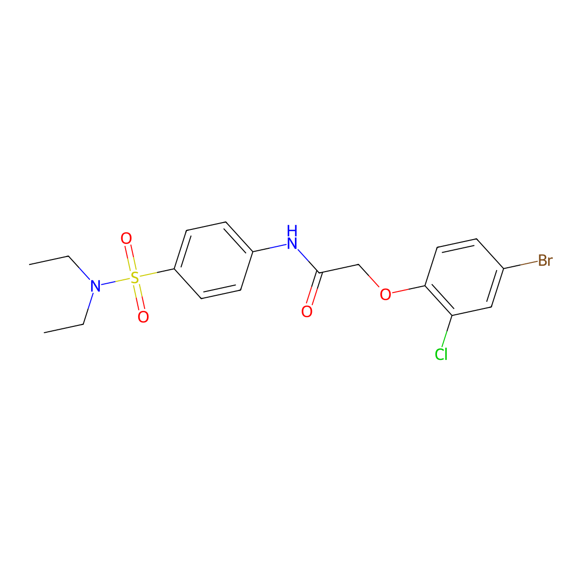 2-(4-bromo-2-chlorophenoxy)-N-[4-(diethylsulfamoyl)phenyl]acetamide molecular structure, CAS 497081-53-5