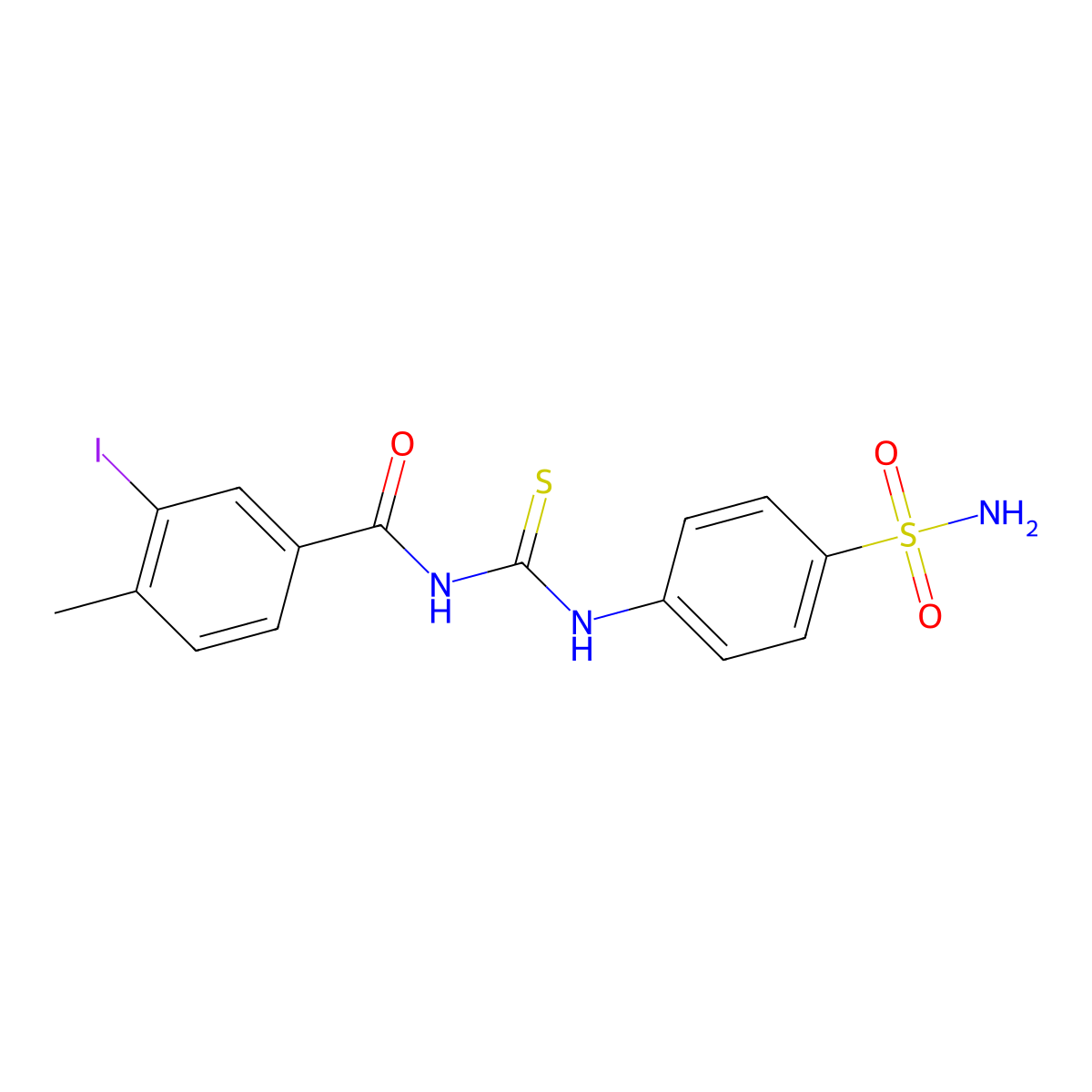 3-iodo-4-methyl-N-((4-sulfamoylphenyl)carbamothioyl)benzamide molecular structure, CAS 497081-54-6
