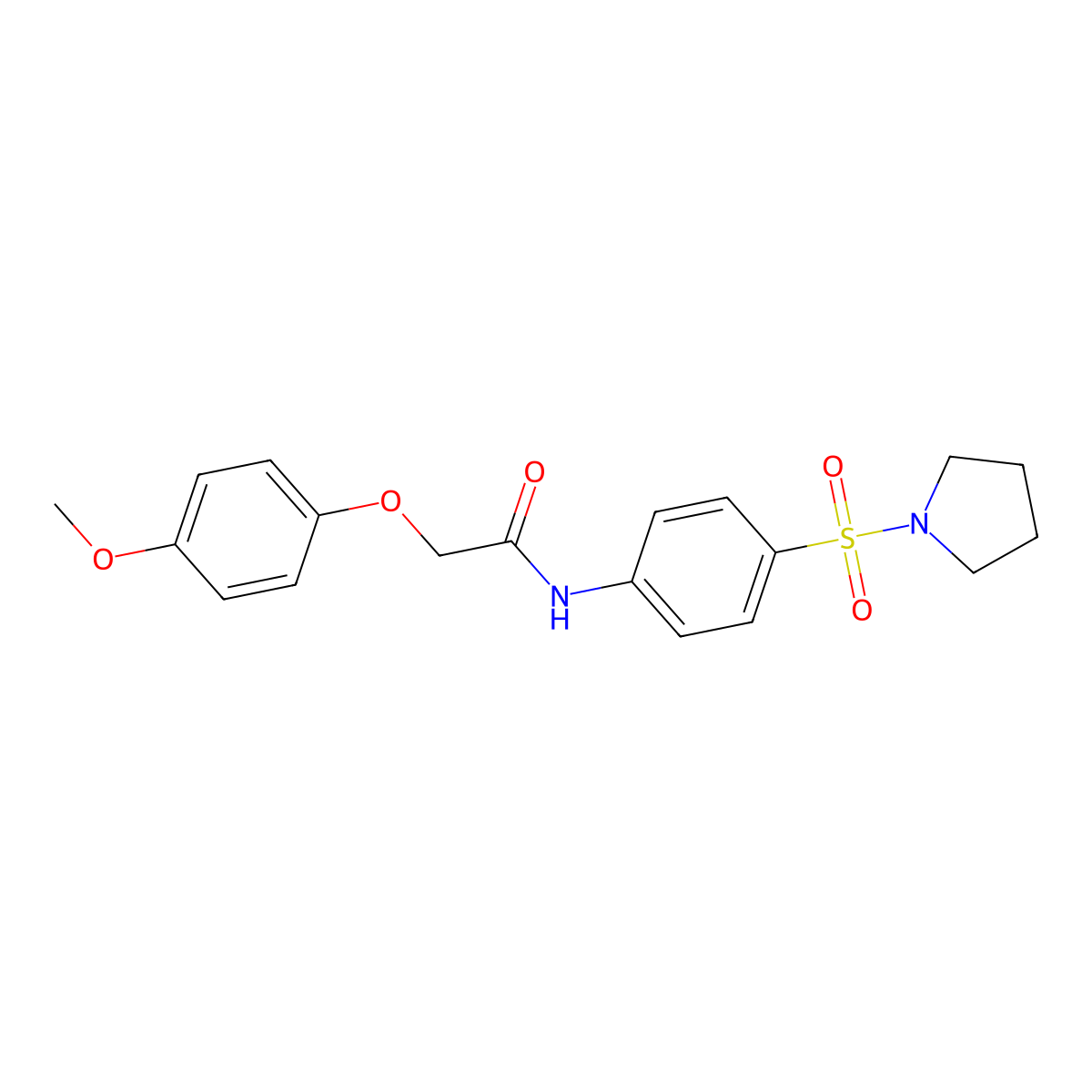 2-(4-Methoxy-phenoxy)-N-[4-(pyrrolidine-1-sulfonyl)-phenyl]-acetamide molecular structure, CAS 497081-56-8
