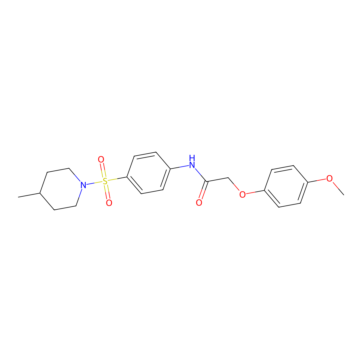 2-(4-methoxyphenoxy)-N-{4-[(4-methyl-1-piperidinyl)sulfonyl]phenyl}acetamide molecular structure, CAS 497081-58-0