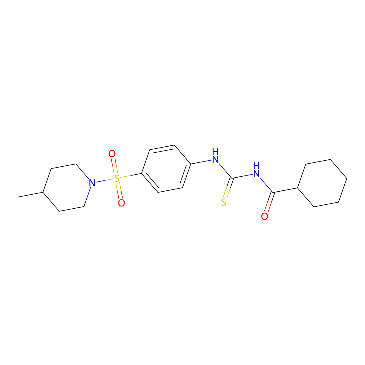 N-[[4-(4-methylpiperidin-1-yl)sulfonylphenyl]carbamothioyl]cyclohexanecarboxamide molecular structure, CAS 497081-59-1