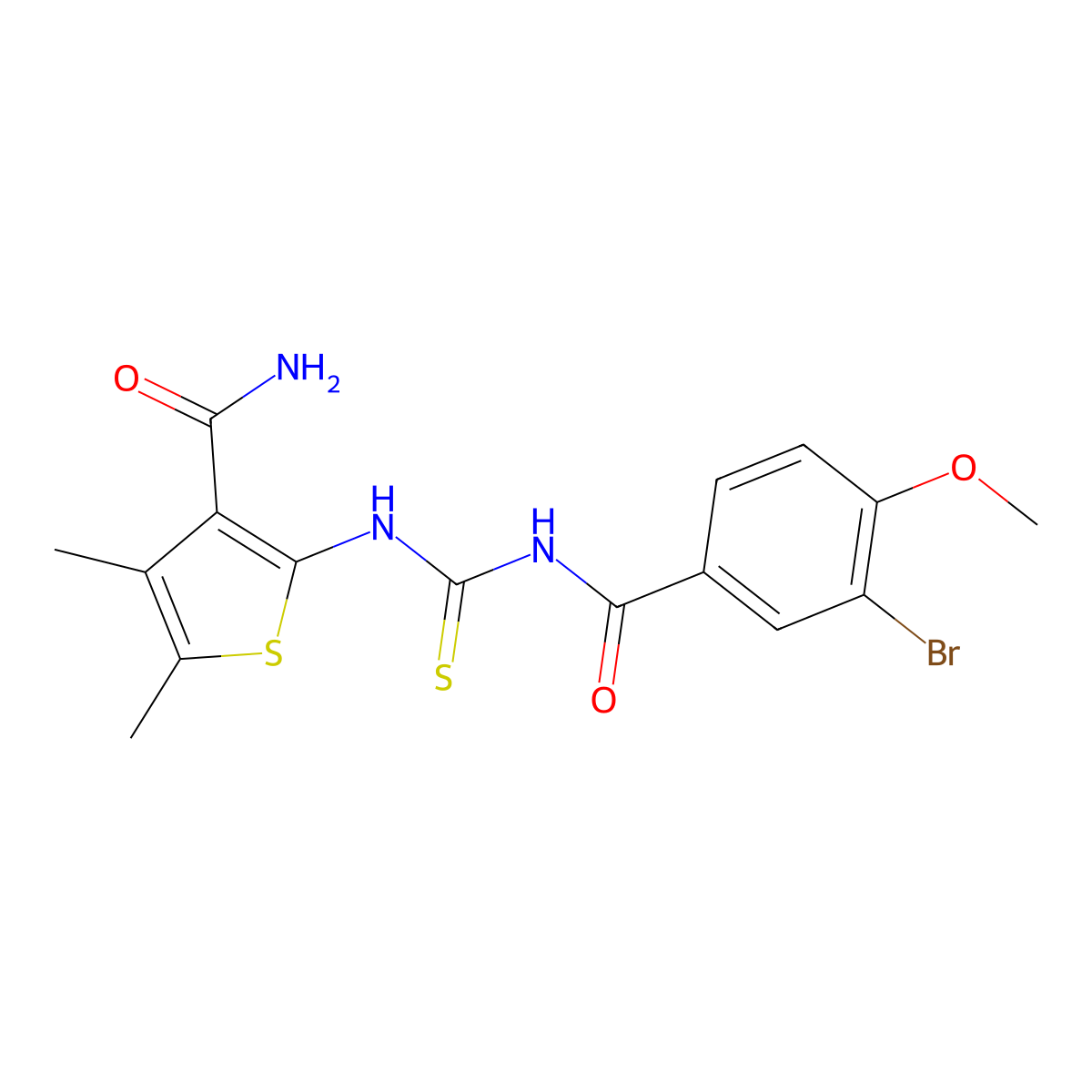 2-[(3-Bromo-4-methoxybenzoyl)carbamothioylamino]-4,5-dimethylthiophene-3-carboxamide molecular structure, CAS 497081-66-0