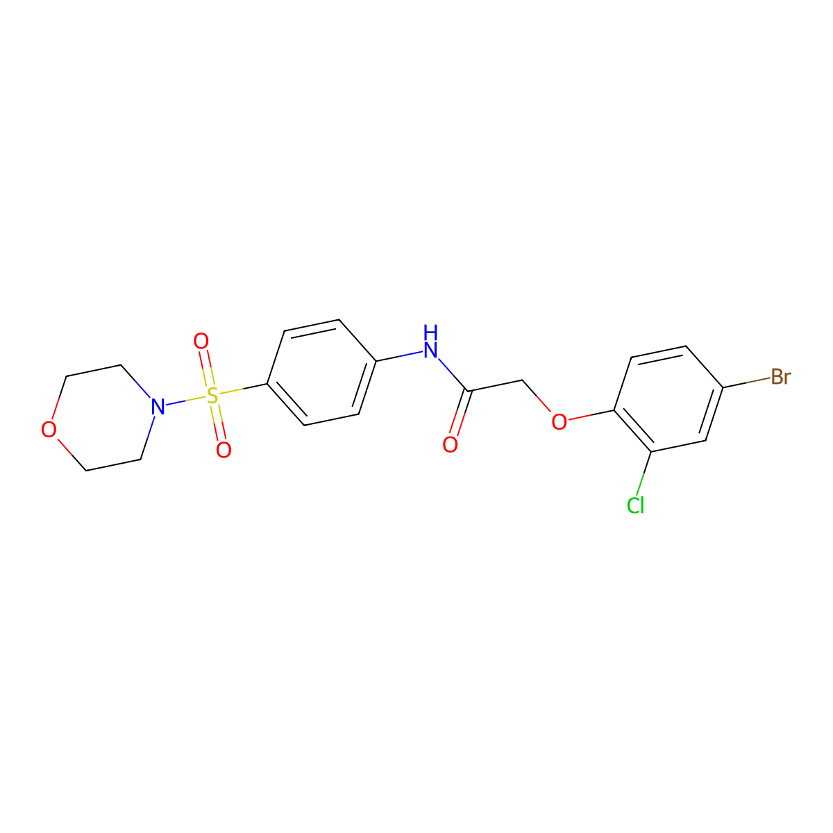 2-(4-bromo-2-chlorophenoxy)-N-(4-morpholin-4-ylsulfonylphenyl)acetamide molecular structure, CAS 497081-70-6