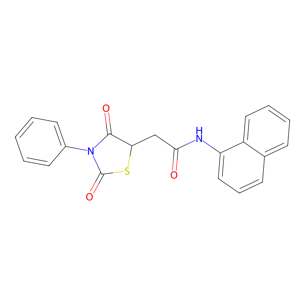 2-(2,4-Dioxo-3-phenyl-thiazolidin-5-yl)-N-naphthalen-1-yl-acetamide molecular structure, CAS 497082-36-7