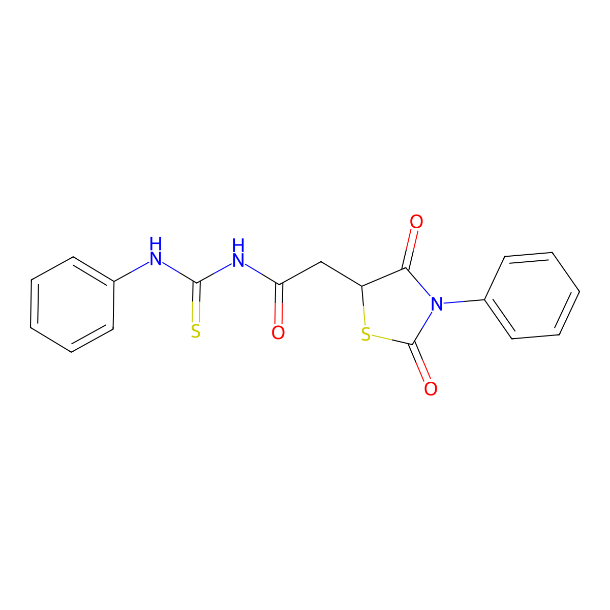 2-(2,4-dioxo-3-phenyl-1,3-thiazolidin-5-yl)-N-(phenylcarbamothioyl)acetamide molecular structure, CAS 497082-37-8