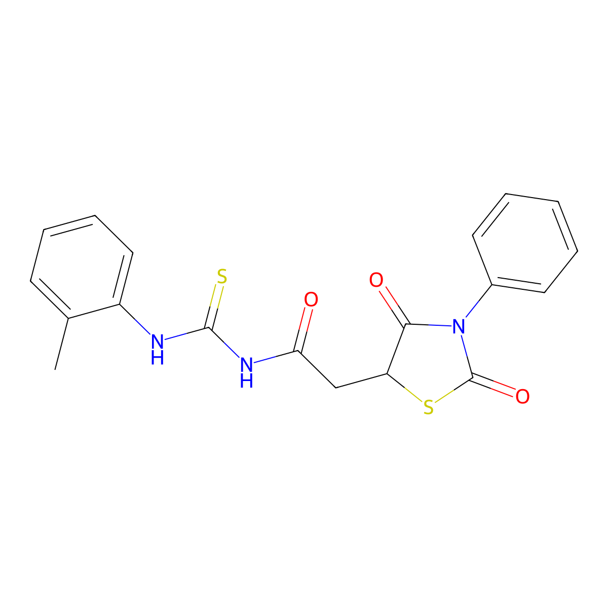 2-(2,4-dioxo-3-phenyl-1,3-thiazolidin-5-yl)-N-[(2-methylphenyl)carbamothioyl]acetamide molecular structure, CAS 497082-38-9