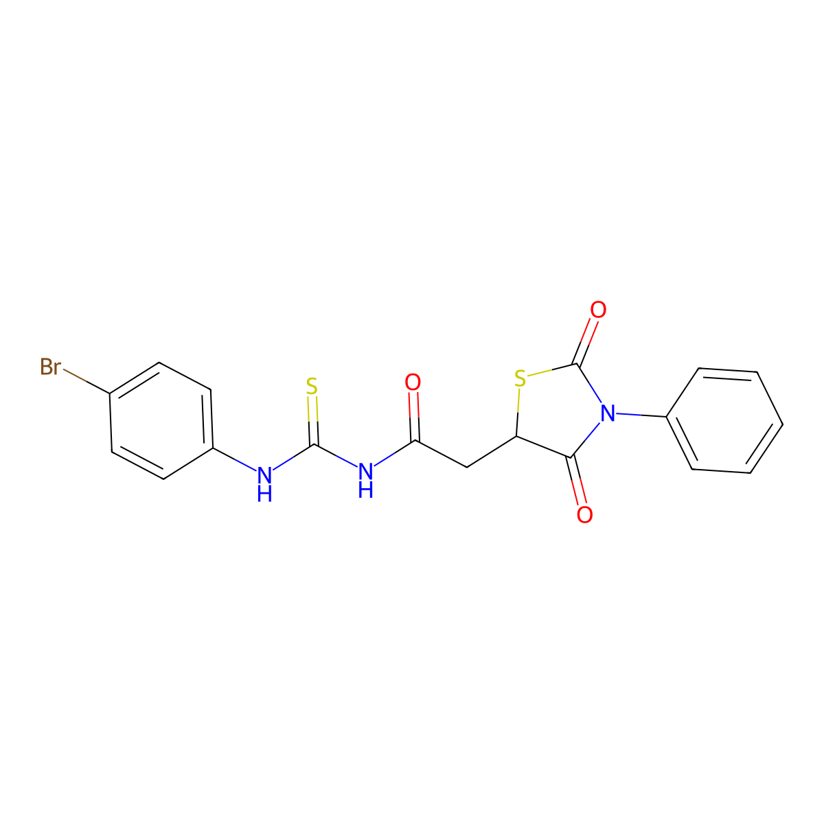 N-[(4-bromophenyl)carbamothioyl]-2-(2,4-dioxo-3-phenyl-1,3-thiazolidin-5-yl)acetamide molecular structure, CAS 497082-40-3