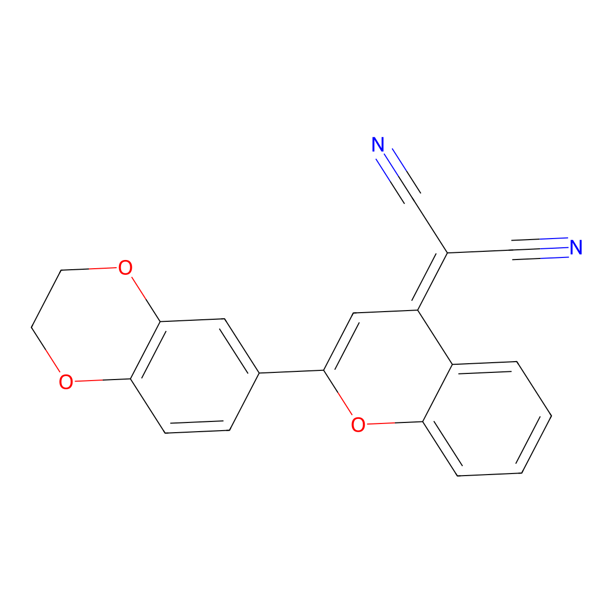 2-[2-(2,3-Dihydro-1,4-benzodioxin-6-yl)chromen-4-ylidene]propanedinitrile molecular structure, CAS 497082-47-0