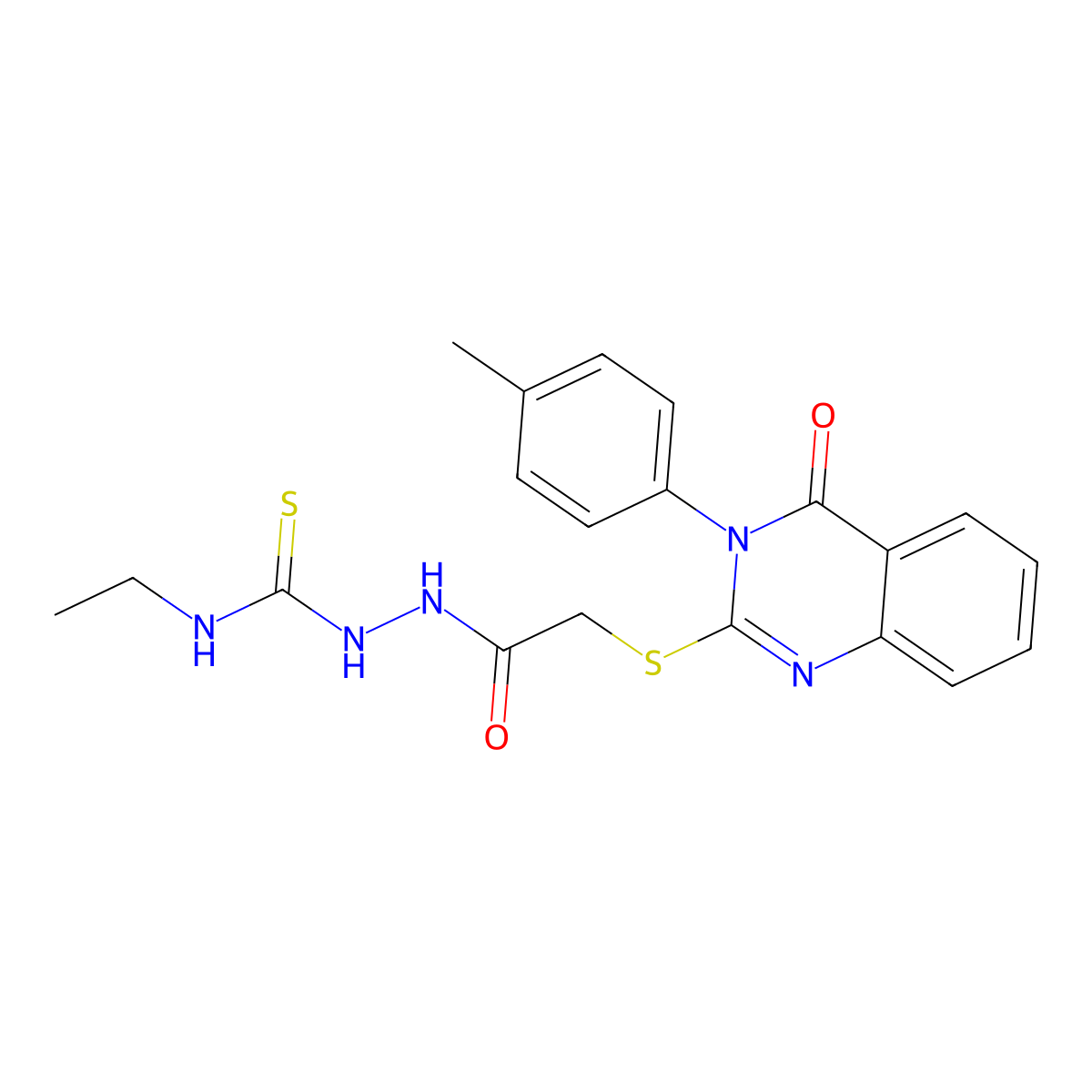 N-ethyl-2-({[3-(4-methylphenyl)-4-oxo-3,4-dihydroquinazolin-2-yl]sulfanyl}acetyl)hydrazinecarbothioamide molecular structure, CAS 497082-59-4