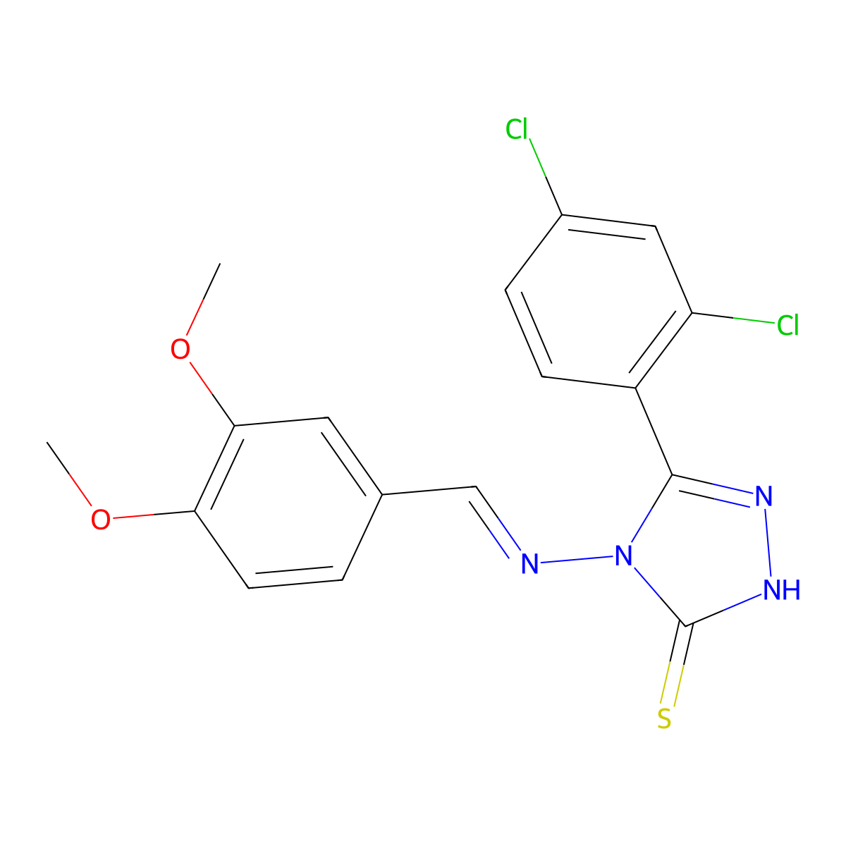 5-(2,4-dichlorophenyl)-4-[(3,4-dimethoxybenzylidene)amino]-4H-1,2,4-triazole-3-thiol molecular structure, CAS 497083-10-0
