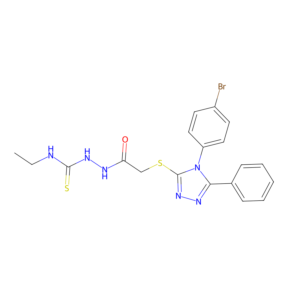 2-({[4-(4-bromophenyl)-5-phenyl-4H-1,2,4-triazol-3-yl]sulfanyl}acetyl)-N-ethylhydrazinecarbothioamide molecular structure, CAS 497083-17-7