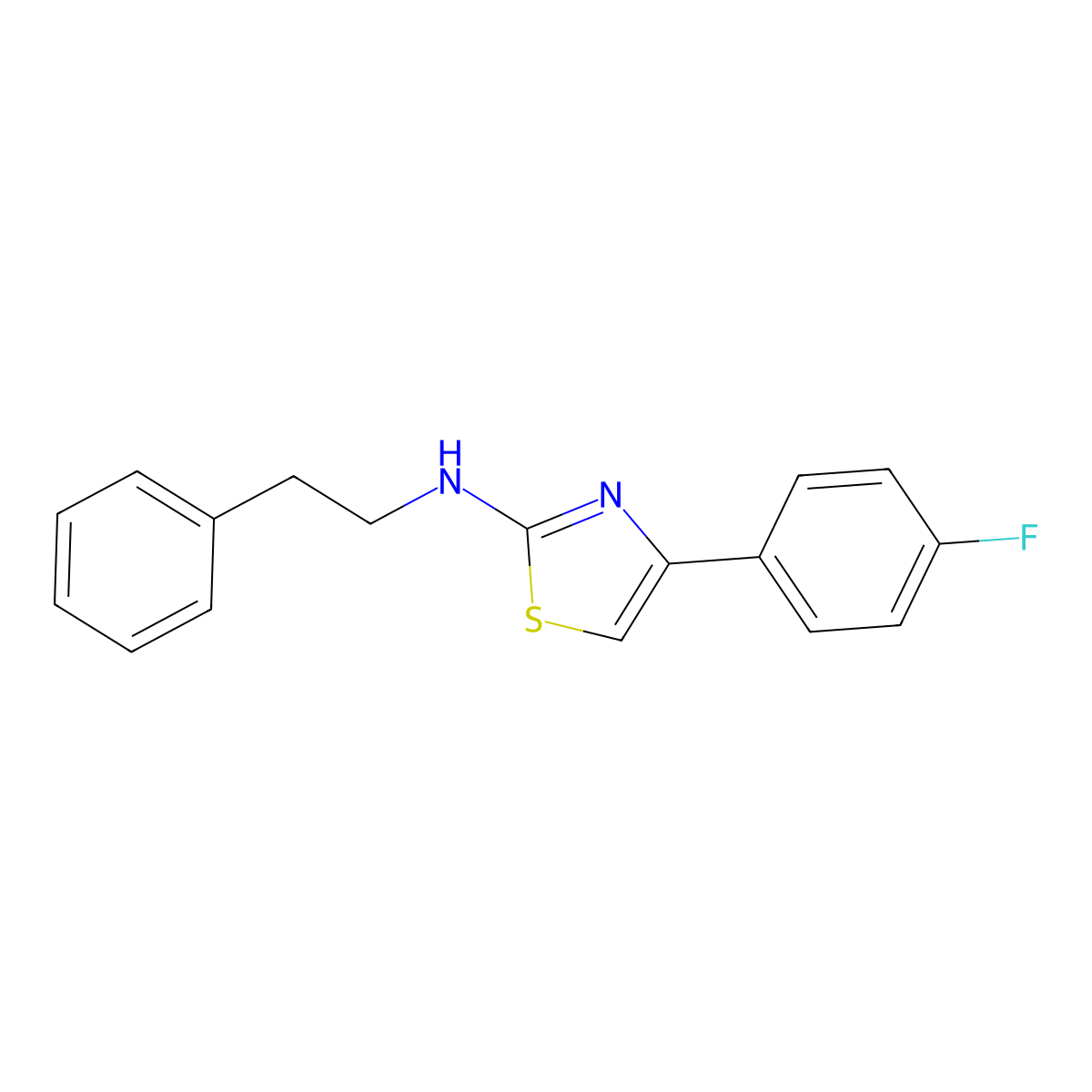 (4-(4-Fluorophenyl)(2,5-thiazolyl))(2-phenylethyl)amine molecular structure, CAS 497083-28-0