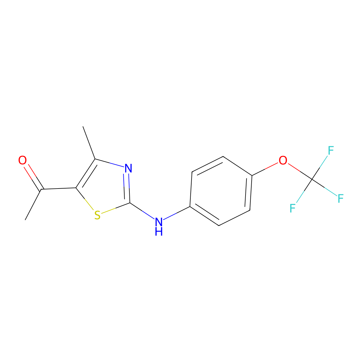 1-(4-Methyl-2-{[4-(trifluoromethoxy)phenyl]amino}-1,3-thiazol-5-yl)ethan-1-one molecular structure, CAS 497083-29-1