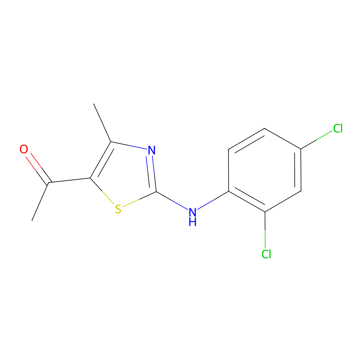 1-(3-((2,4-Dichlorophenyl)amino)-5-methyl-2,4-thiazolyl)ethan-1-one molecular structure, CAS 497083-31-5