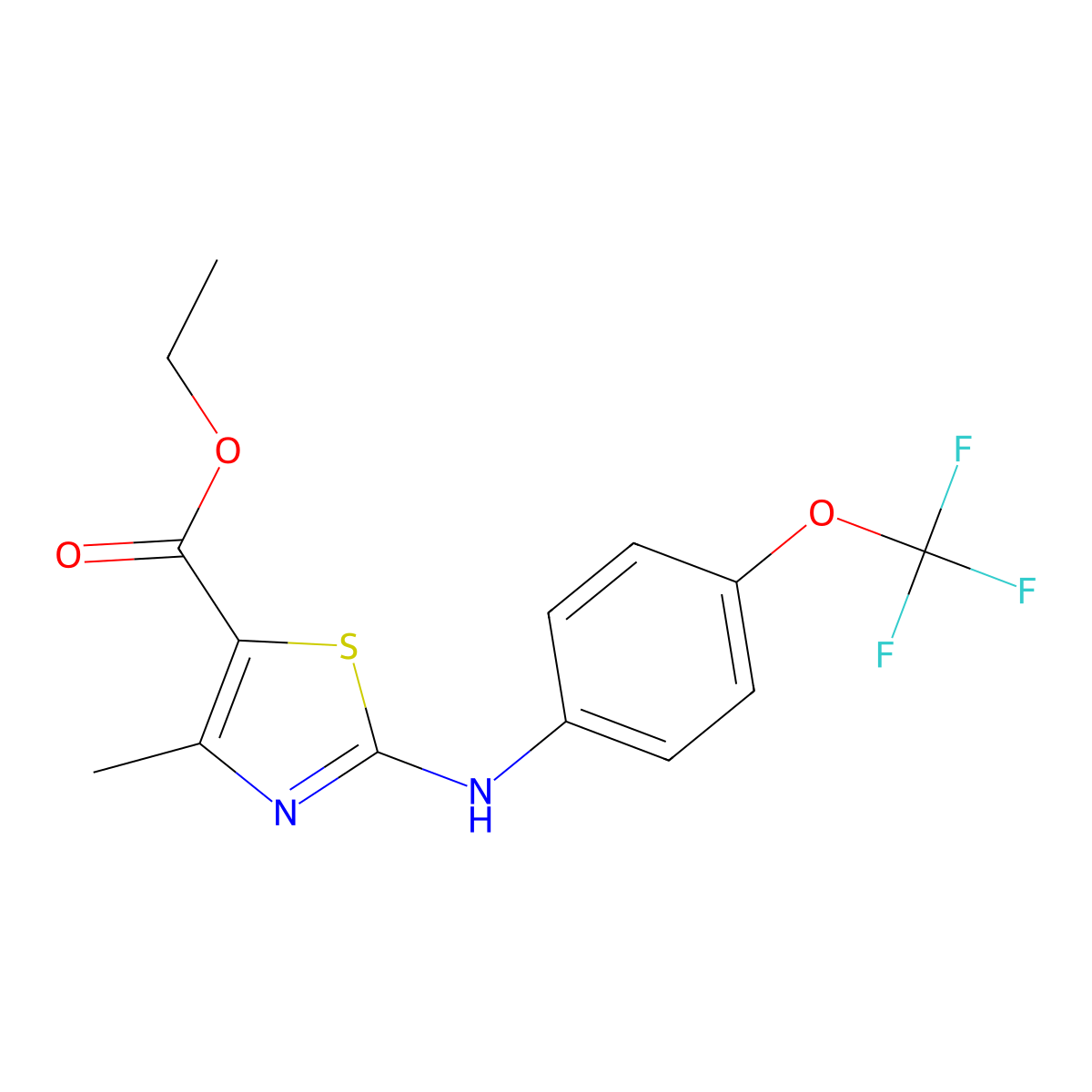 Ethyl 5-methyl-3-((4-(trifluoromethoxy)phenyl)amino)-2,4-thiazolecarboxylate molecular structure, CAS 497083-33-7