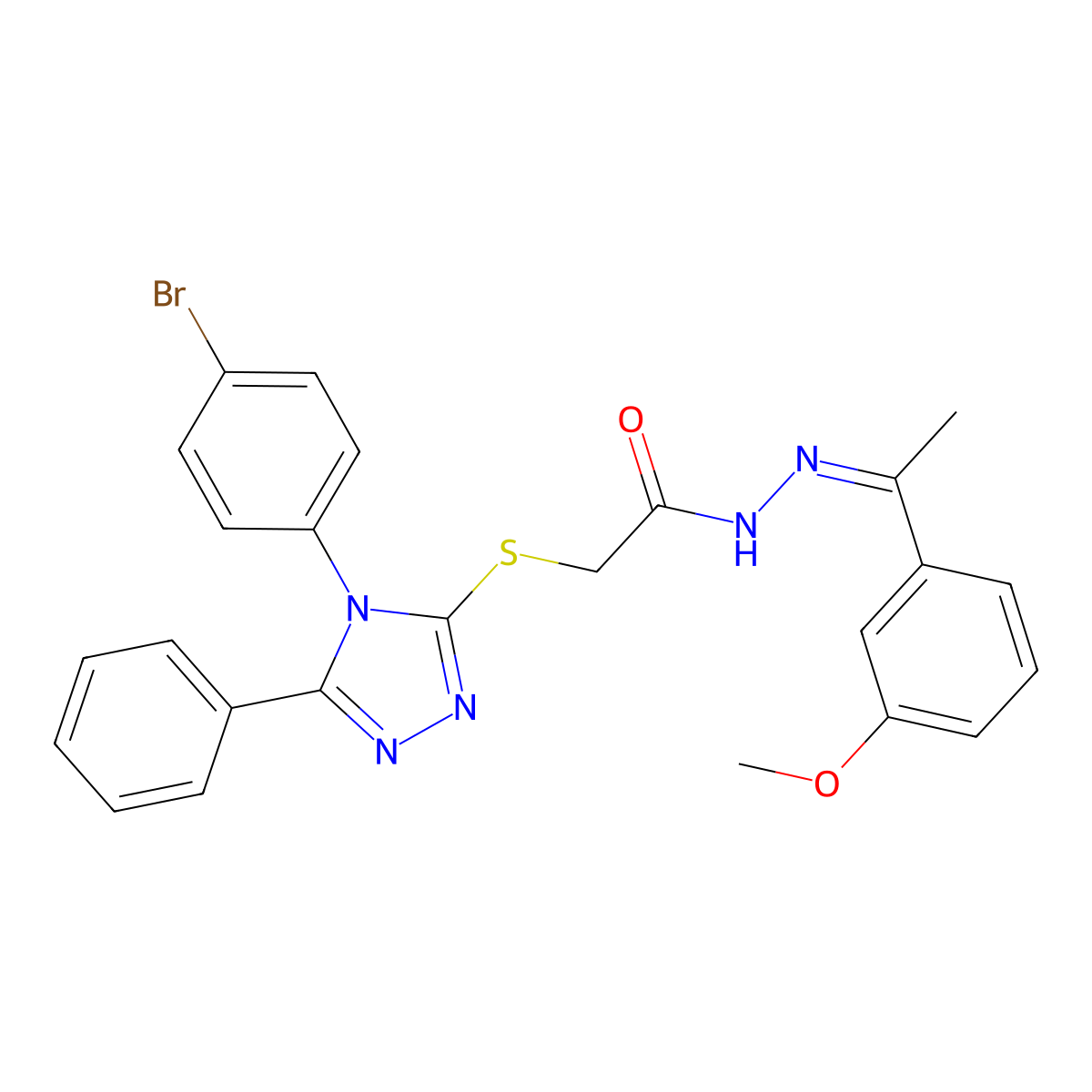 2-[[4-(4-Bromophenyl)-5-phenyl-4H-1,2,4-triazol-3-yl]thio]acetic acid 2-[1-(3-methoxyphenyl)ethylidene]hydrazide molecular structure, CAS 497083-41-7
