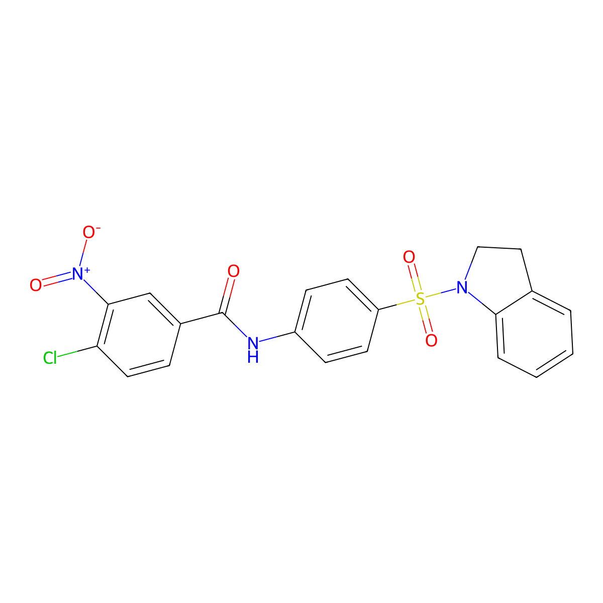 4-chloro-N-[4-(2,3-dihydro-1H-indol-1-ylsulfonyl)phenyl]-3-nitrobenzamide molecular structure, CAS 497087-05-5