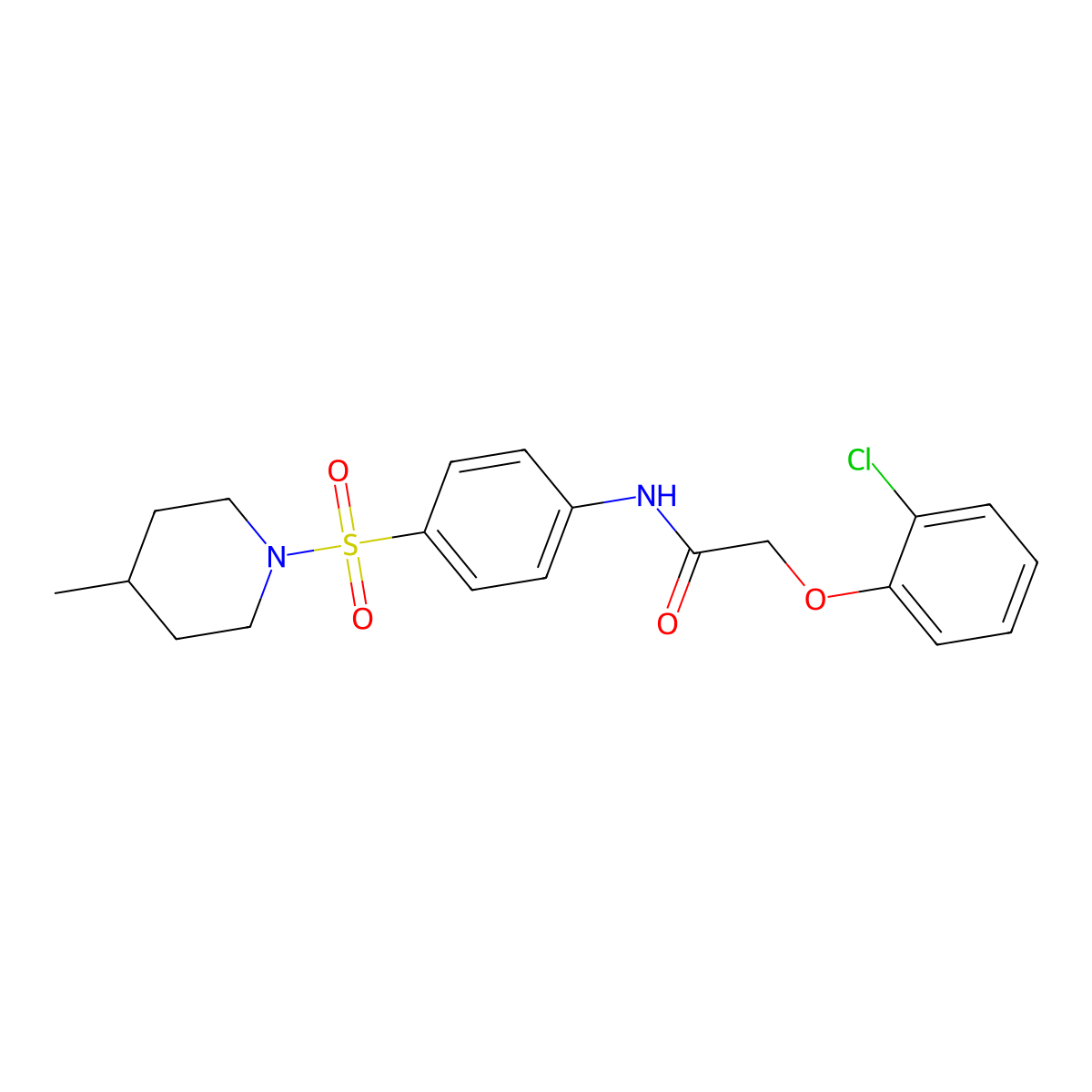 2-(2-chlorophenoxy)-N-{4-[(4-methyl-1-piperidinyl)sulfonyl]phenyl}acetamide molecular structure, CAS 497087-26-0