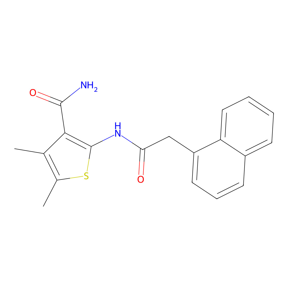 4,5-Dimethyl-2-[(1-naphthylacetyl)amino]-3-thiophenecarboxamide molecular structure, CAS 497087-33-9