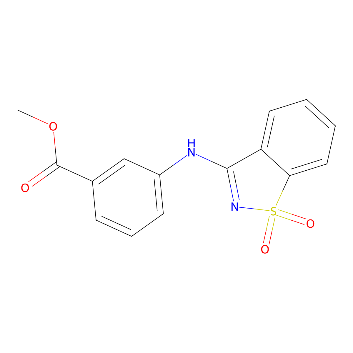 Methyl 3-[(1,1-dioxido-1,2-benzothiazol-3-yl)amino]benzoate molecular structure, CAS 497088-59-2