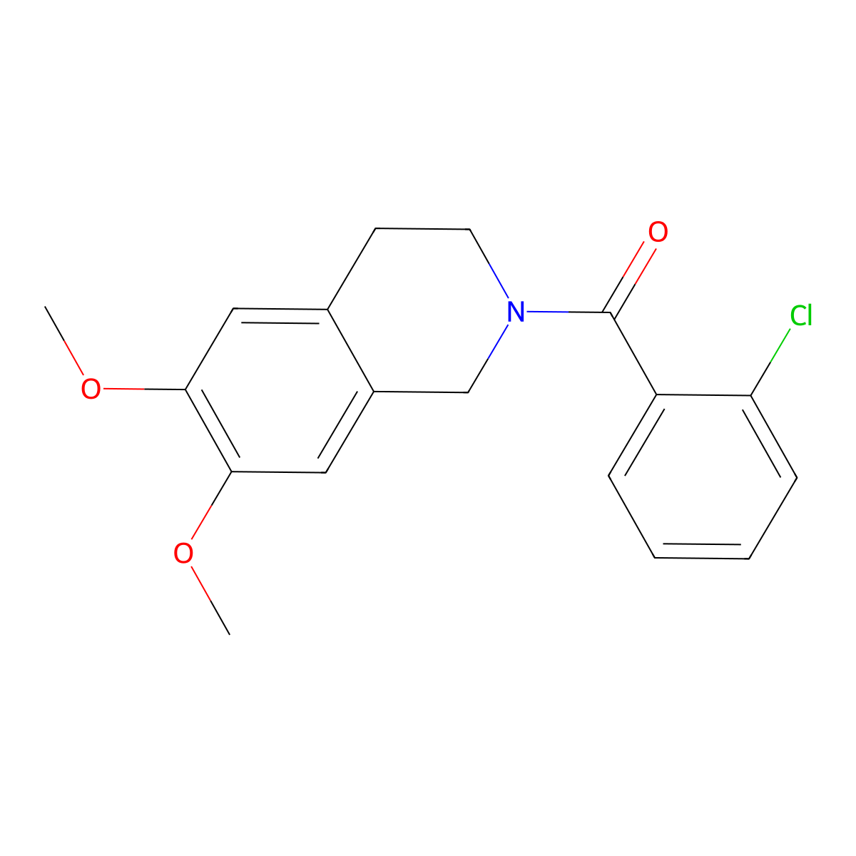 (2-chlorophenyl)(6,7-dimethoxy-3,4-dihydroisoquinolin-2(1H)-yl)methanone molecular structure, CAS 497089-26-6