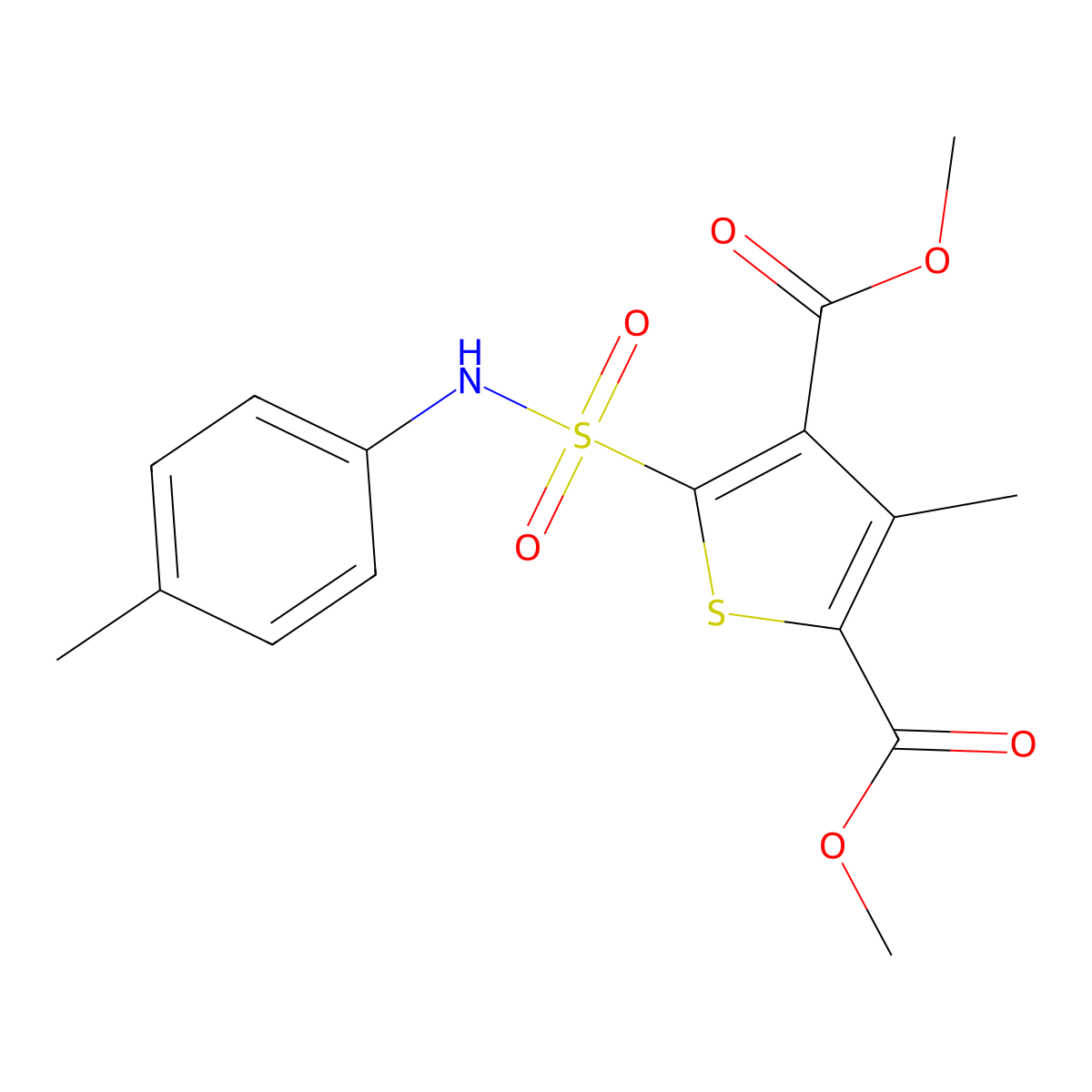 Dimethyl 3-methyl-5-[(4-methylphenyl)sulfamoyl]thiophene-2,4-dicarboxylate molecular structure, CAS 497089-42-6