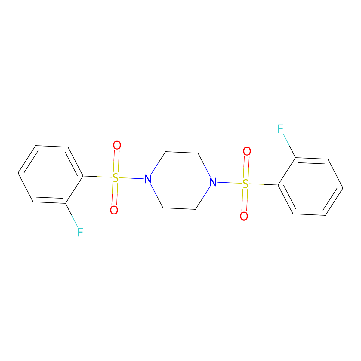 1,4-Bis[(2-fluorophenyl)sulfonyl]piperazine molecular structure, CAS 497089-43-7