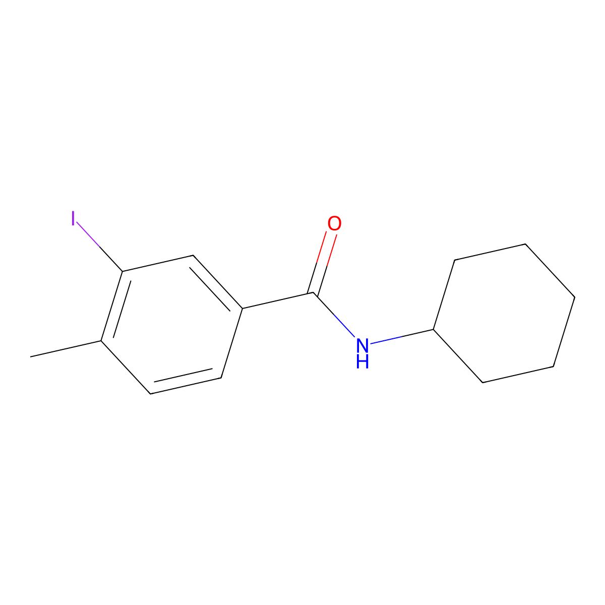 N-cyclohexyl-3-iodo-4-methylbenzamide molecular structure, CAS 497089-81-3