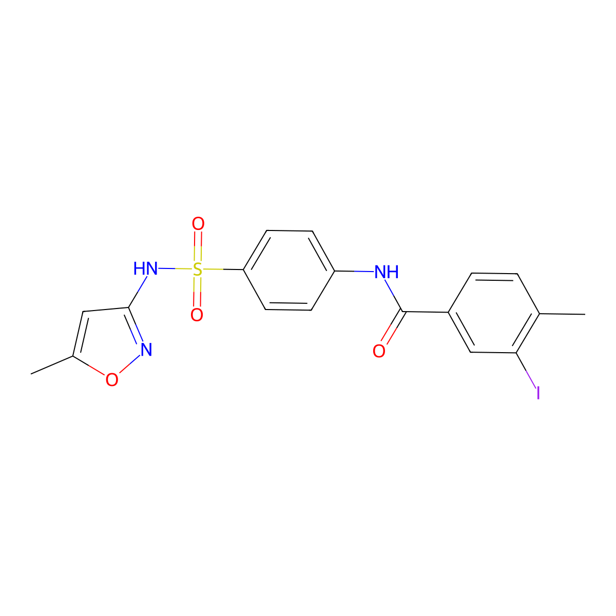 3-iodo-4-methyl-N-(4-{[(5-methyl-3-isoxazolyl)amino]sulfonyl}phenyl)benzamide molecular structure, CAS 497089-82-4