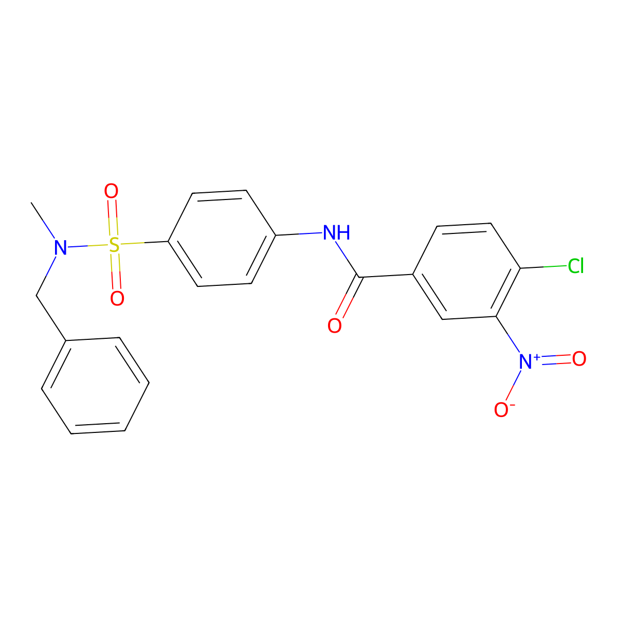 N-(4-{[benzyl(methyl)amino]sulfonyl}phenyl)-4-chloro-3-nitrobenzamide molecular structure, CAS 497090-23-0