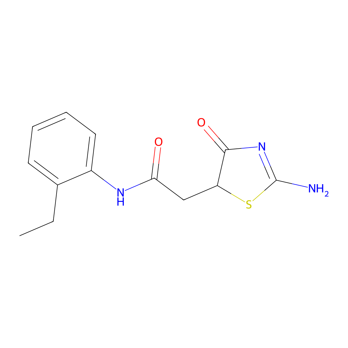 N-(2-ethylphenyl)-2-(2-imino-4-oxo-1,3-thiazolidin-5-yl)acetamide molecular structure, CAS 497090-49-0