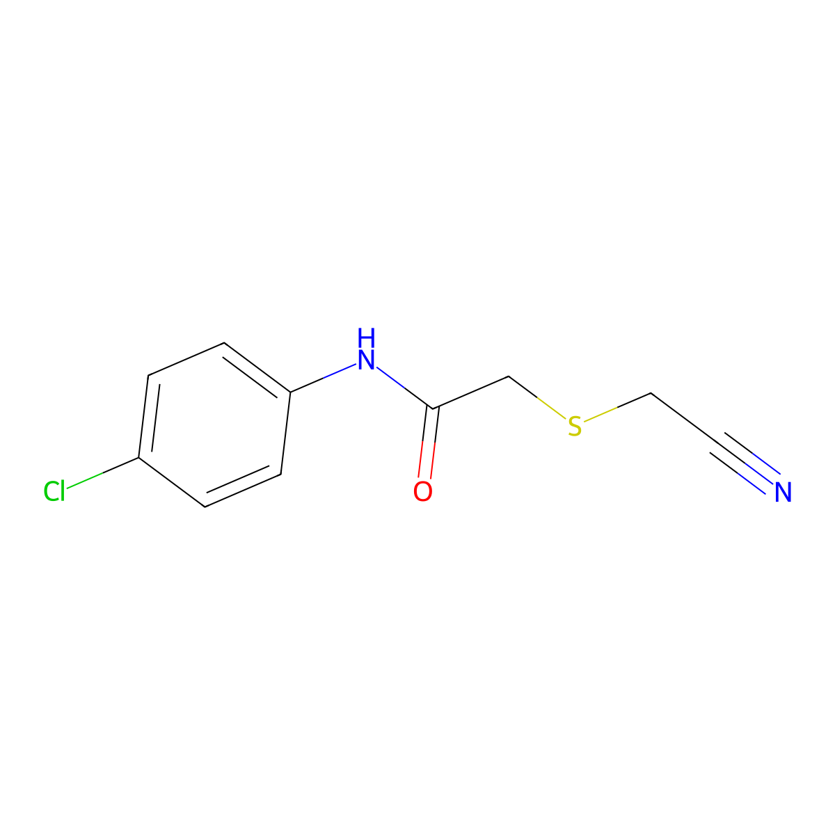 N-(4-chlorophenyl)-2-(cyanomethylsulfanyl)acetamide molecular structure, CAS 497091-31-3