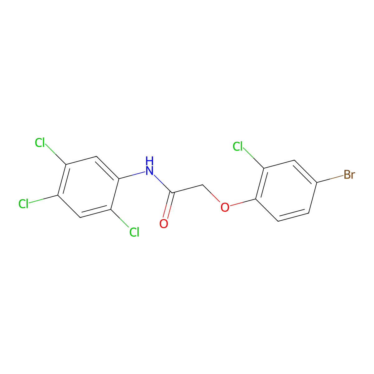 2-(4-bromo-2-chlorophenoxy)-N-(2,4,5-trichlorophenyl)acetamide molecular structure, CAS 497091-44-8