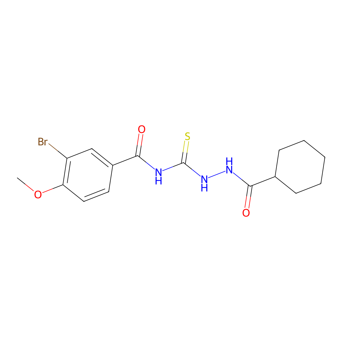 3-bromo-N-[(cyclohexanecarbonylamino)carbamothioyl]-4-methoxybenzamide molecular structure, CAS 497091-55-1