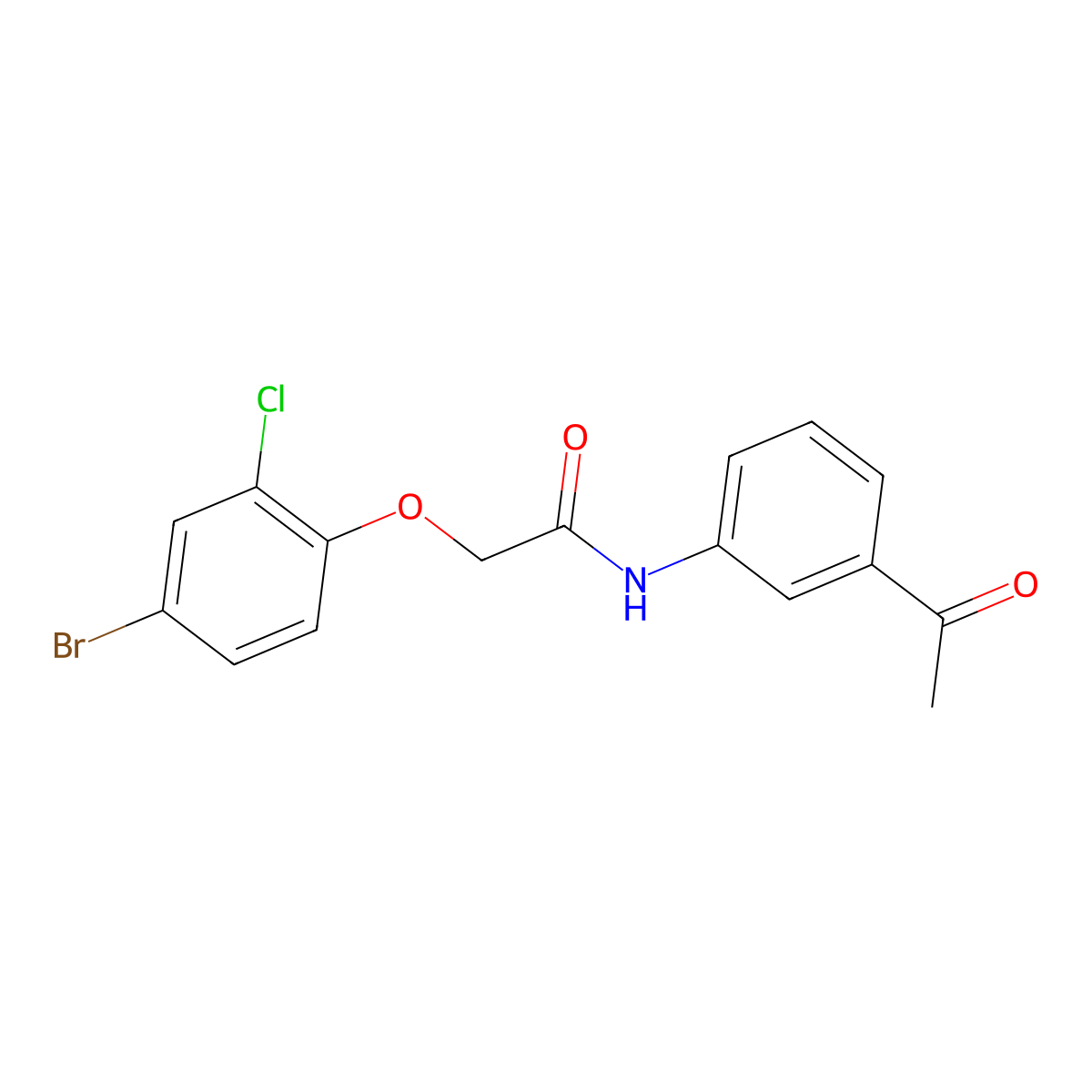 N-(3-acetylphenyl)-2-(4-bromo-2-chlorophenoxy)acetamide molecular structure, CAS 497091-63-1