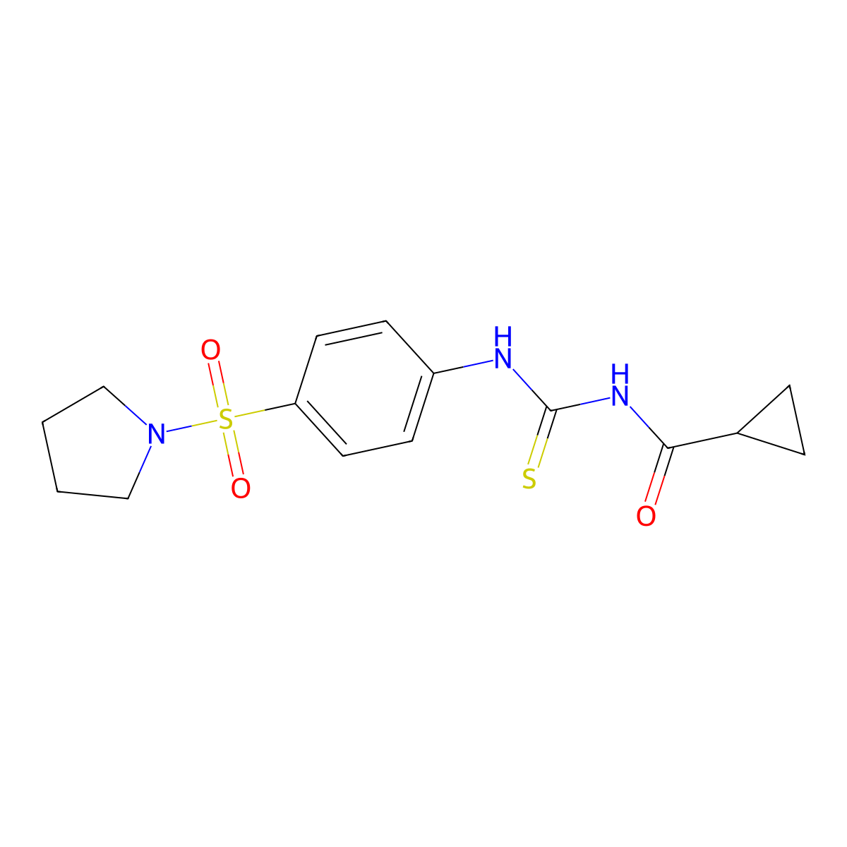 N-({[4-(1-pyrrolidinylsulfonyl)phenyl]amino}carbonothioyl)cyclopropanecarboxamide molecular structure, CAS 497091-66-4