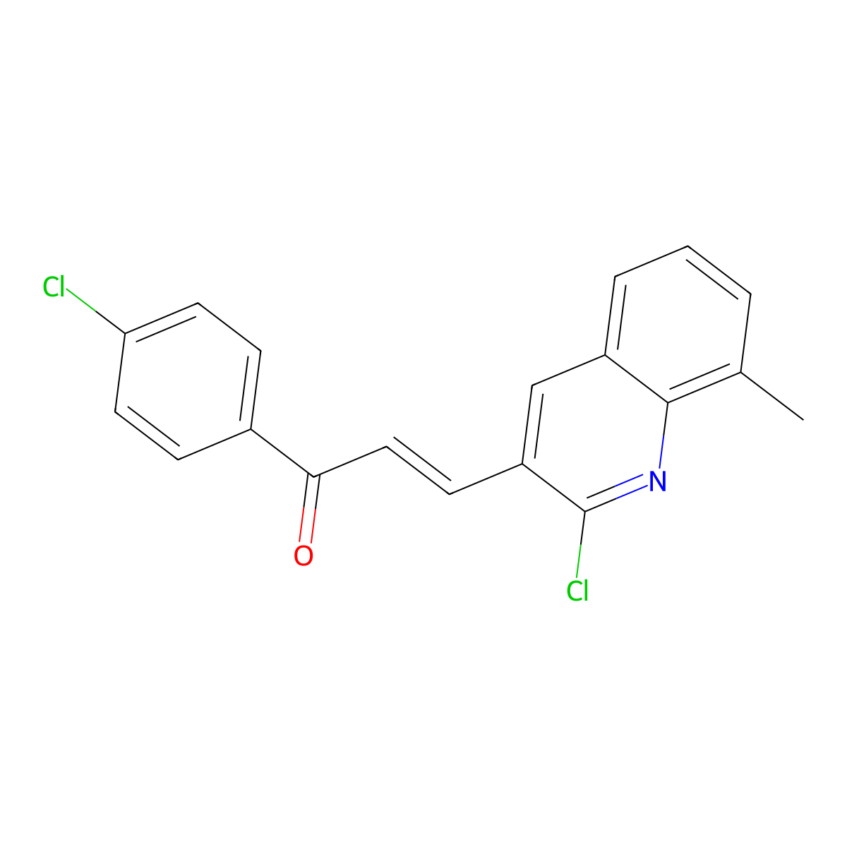 3-(2-Chloro-8-methyl-3-quinolinyl)-1-(4-chlorophenyl)-2-propen-1-one molecular structure, CAS 497099-03-3