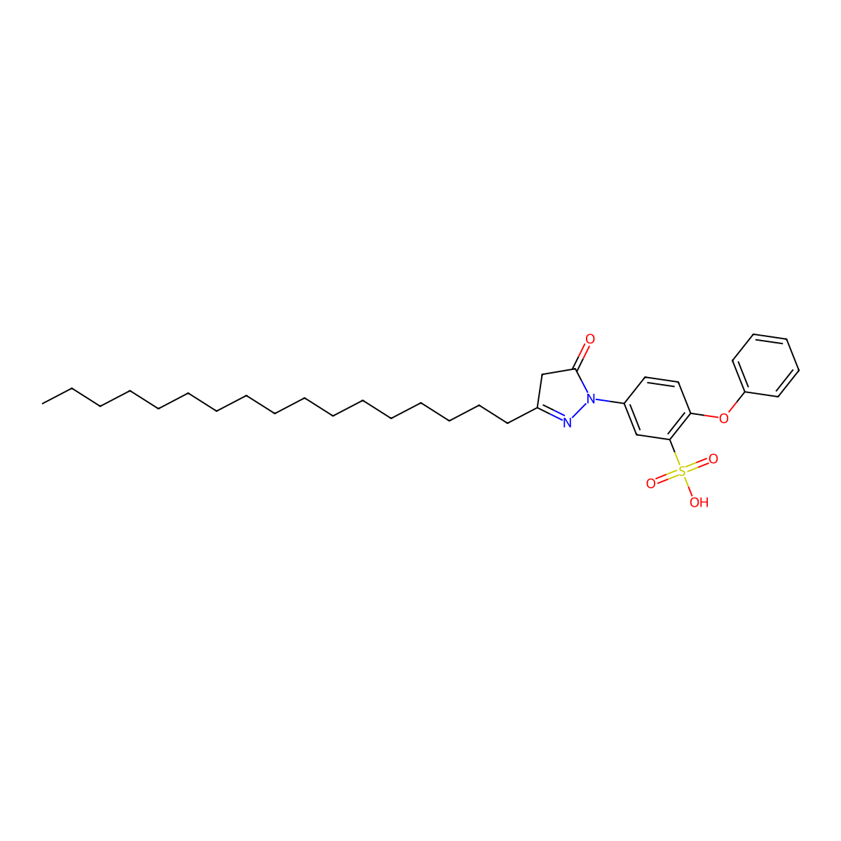 5-(3-Heptadecyl-4,5-dihydro-5-oxo-1H-pyrazol-1-yl)-2-phenoxybenzenesulphonic acid molecular structure, CAS 4971-48-6