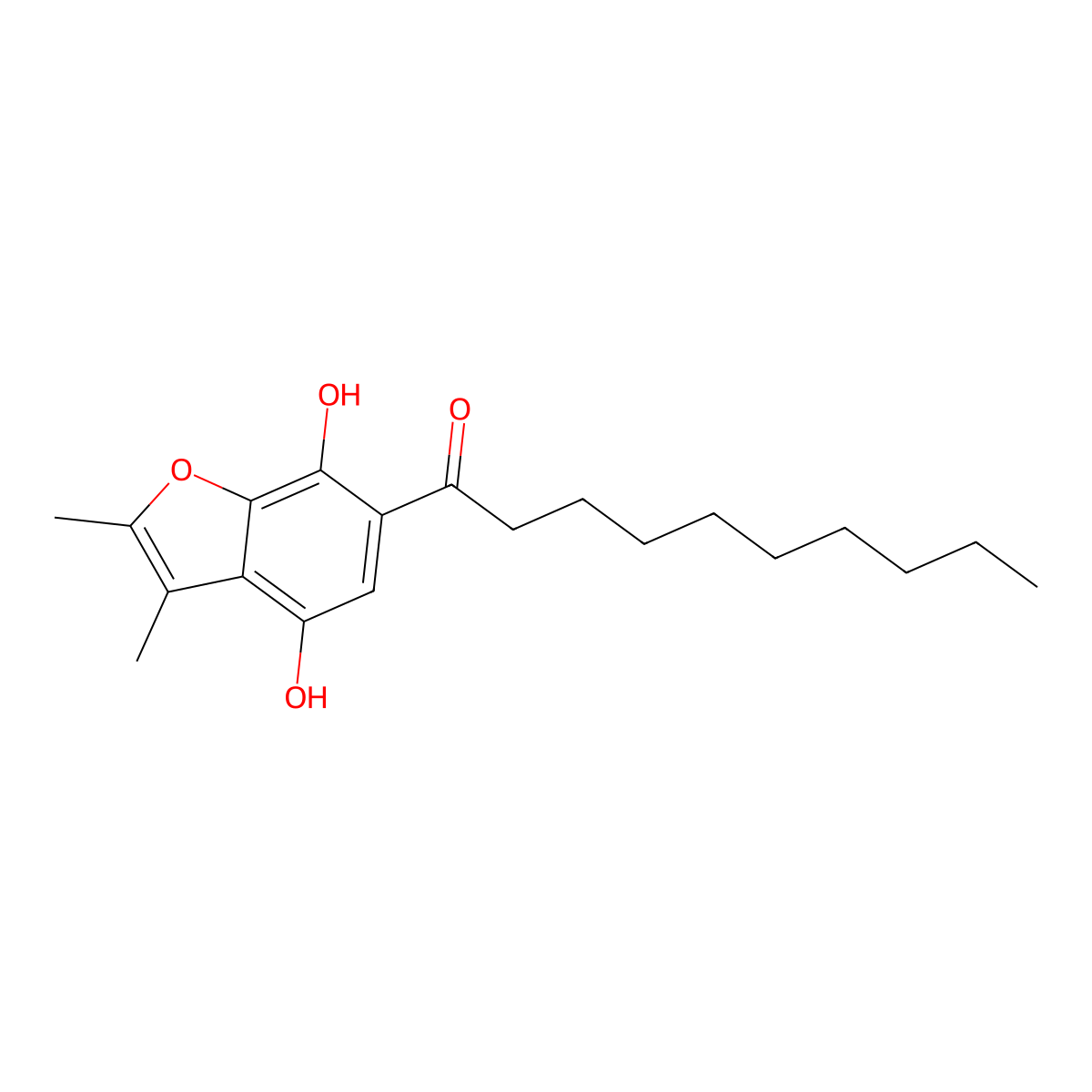 4,7-Benzofurandiol, 6-decanoyl-2,3-dimethyl- molecular structure, CAS 49710-89-6